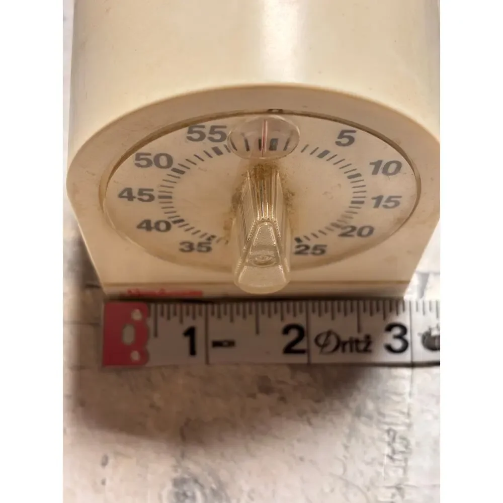 Vintage Sunbeam Food Timer 60 Minutes with Magnifier Loud Ring Alarm 3.25Hx3”W